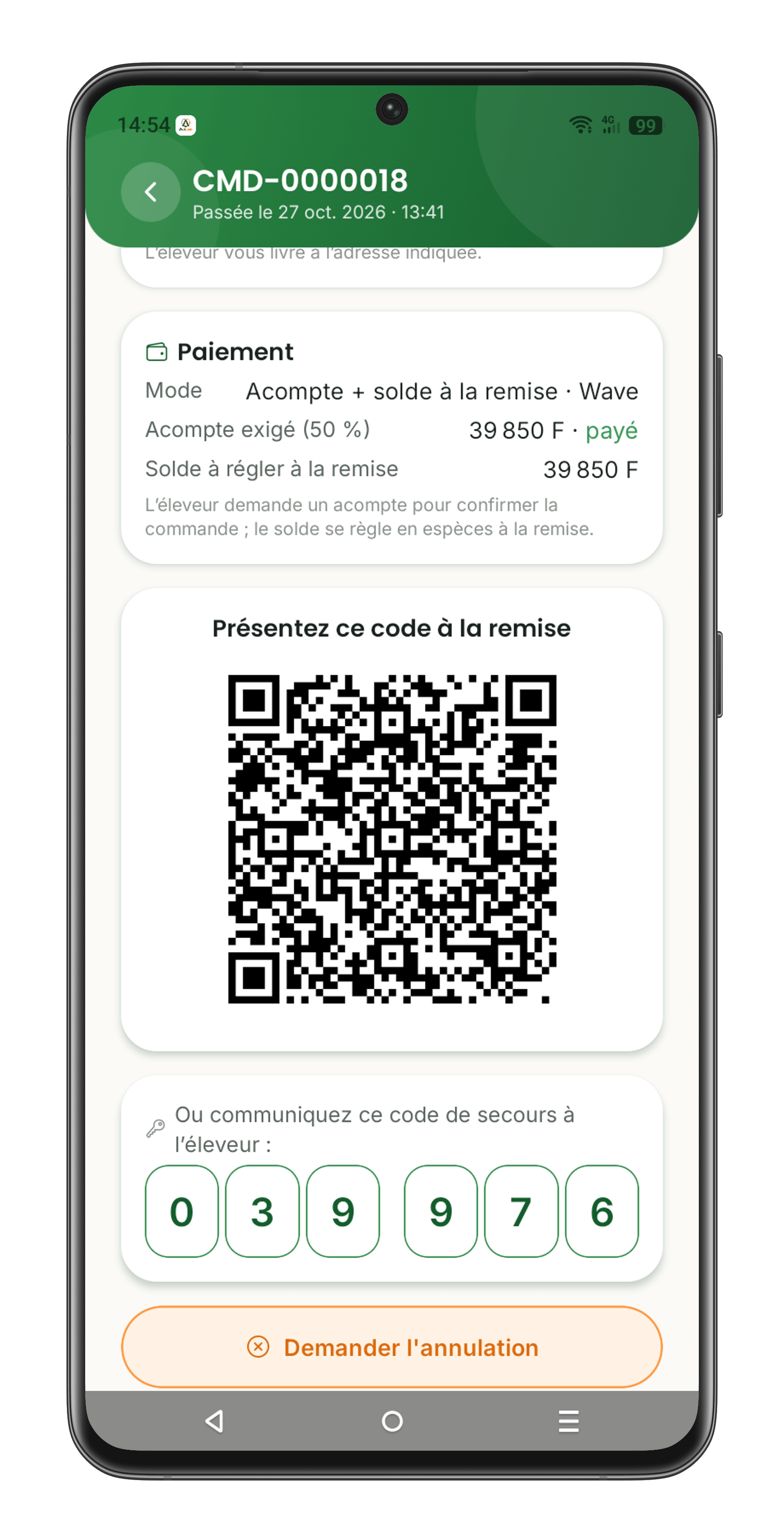 Confirmez avec le QR code